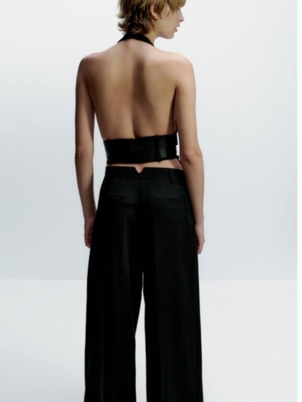 Zara Black Double-Belt Size Medium Halter Vest - Picture 5 of 5
